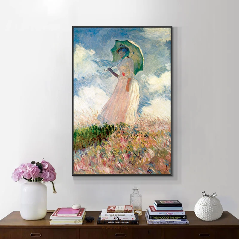 Картина Monet женщина с зонтиком Настенная картина принтом слева на холсте в