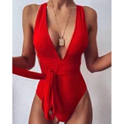 2021 сексуальный слитный купальник с глубоким V-образным вырезом, купальник пуш-ап, пляжная одежда бикини Женская повязка, купальник, боди, купальный костюм, одежда