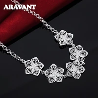 925 silver flower necklace chain for women wedding jewelry gifts