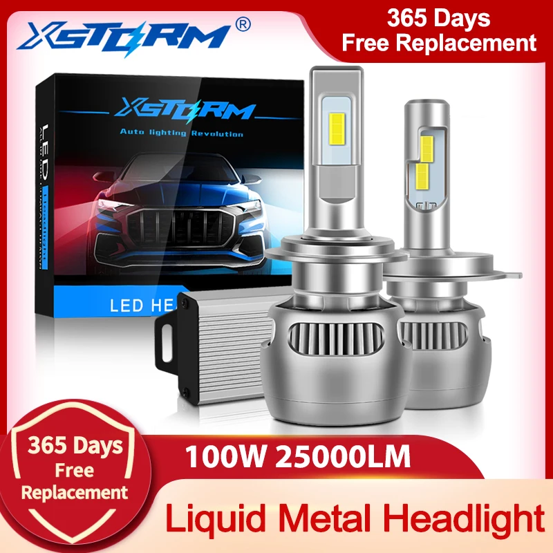 100W 25000LM Жидкий металл H7 светодиодный Canbus H1 H4 фары лампы H8 H11 9005 HB3 9006 HB4 CSP
