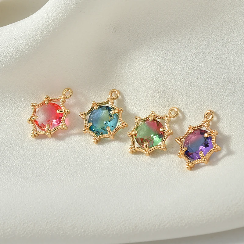 

Two-Color Hollow Gradient Crystal Zircon Necklace Bracelet Ear Stud Pendant Material DIY Handmade Ornament Accessories 2pcs