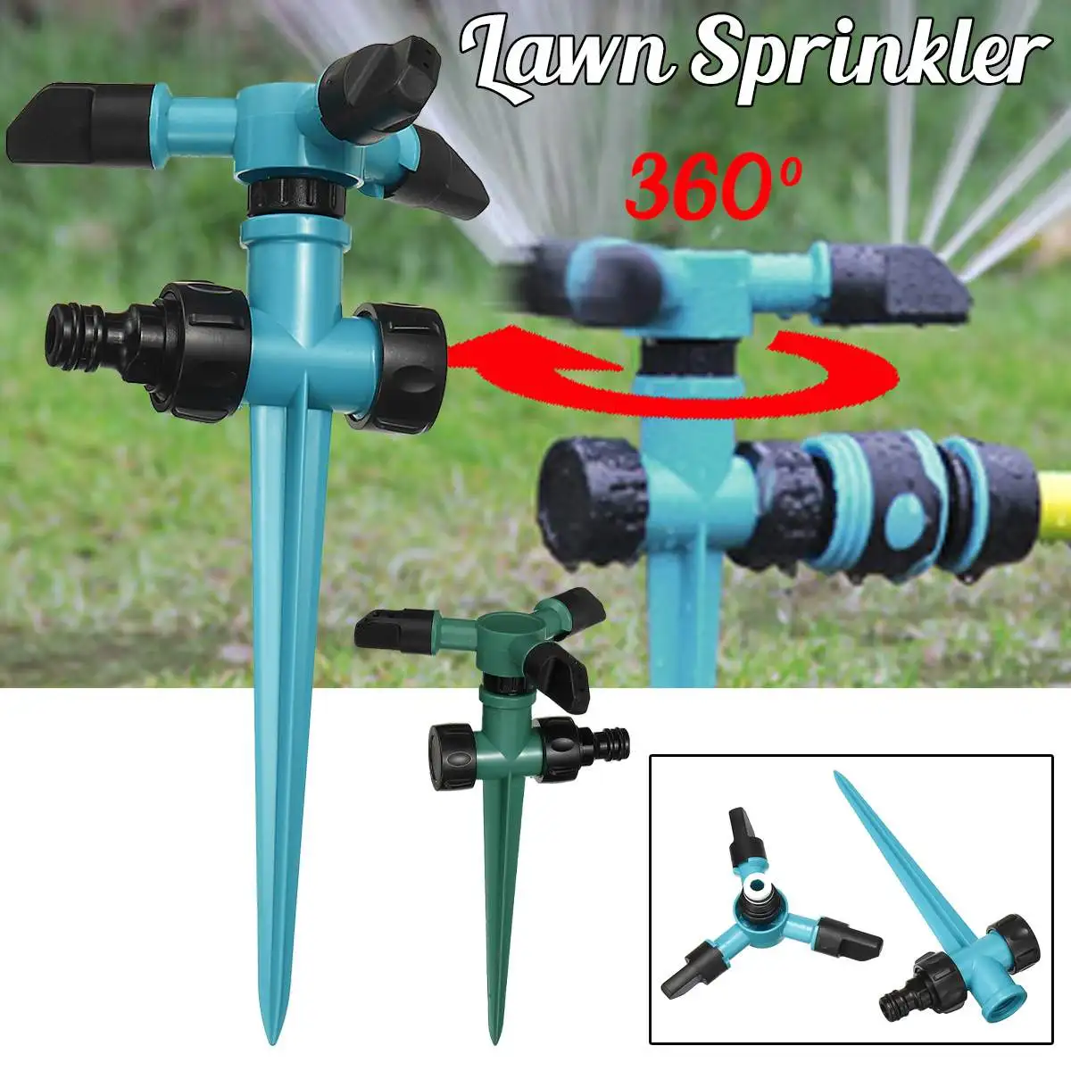 

360 ° вращающийся для поливки газонов Регулируемый автоматический Пластик газонный спринклер разбрызгиватель автоматический сад воды орос...