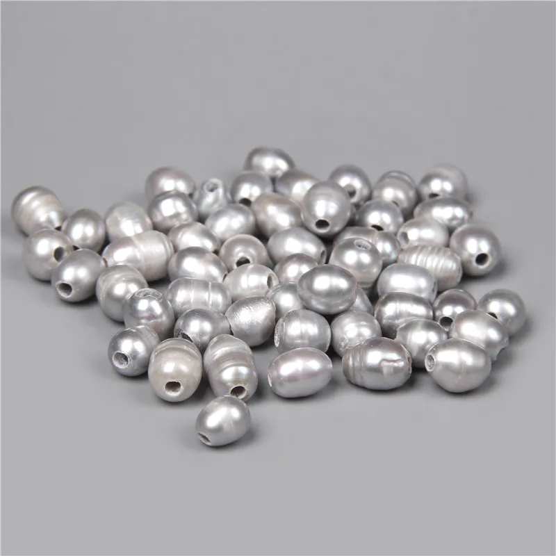 

8-9 mm Large Hole Natural Freshwater Pearls Beads Black Smooth High Luster Rice Potato Shape Pearls For DIY Making Jewelry Decor