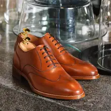 2021 New Men's Shoes Fashion Casual Business High-end Brown PU Stitching Simple Lace Classic Trend Oxford Shoes HL443