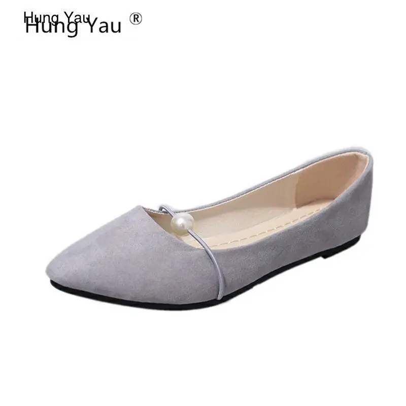 

Hung Yau Women Flats Casual Pointed Toe Slip-On Flat Shallow Shoes Soft Comfortable Breathable Leather Shoes Woman Plus Size 41