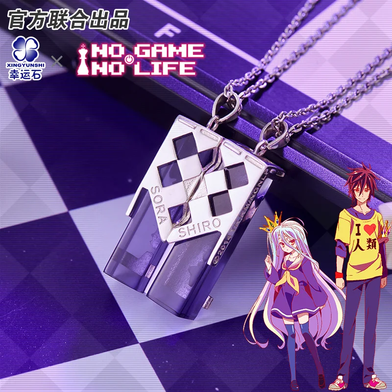 

No Game No Life Sora Shiro Anime Necklace 925 Sterling Silver Pendant Manga Role New Arrival New Trendy Action Figure Gift