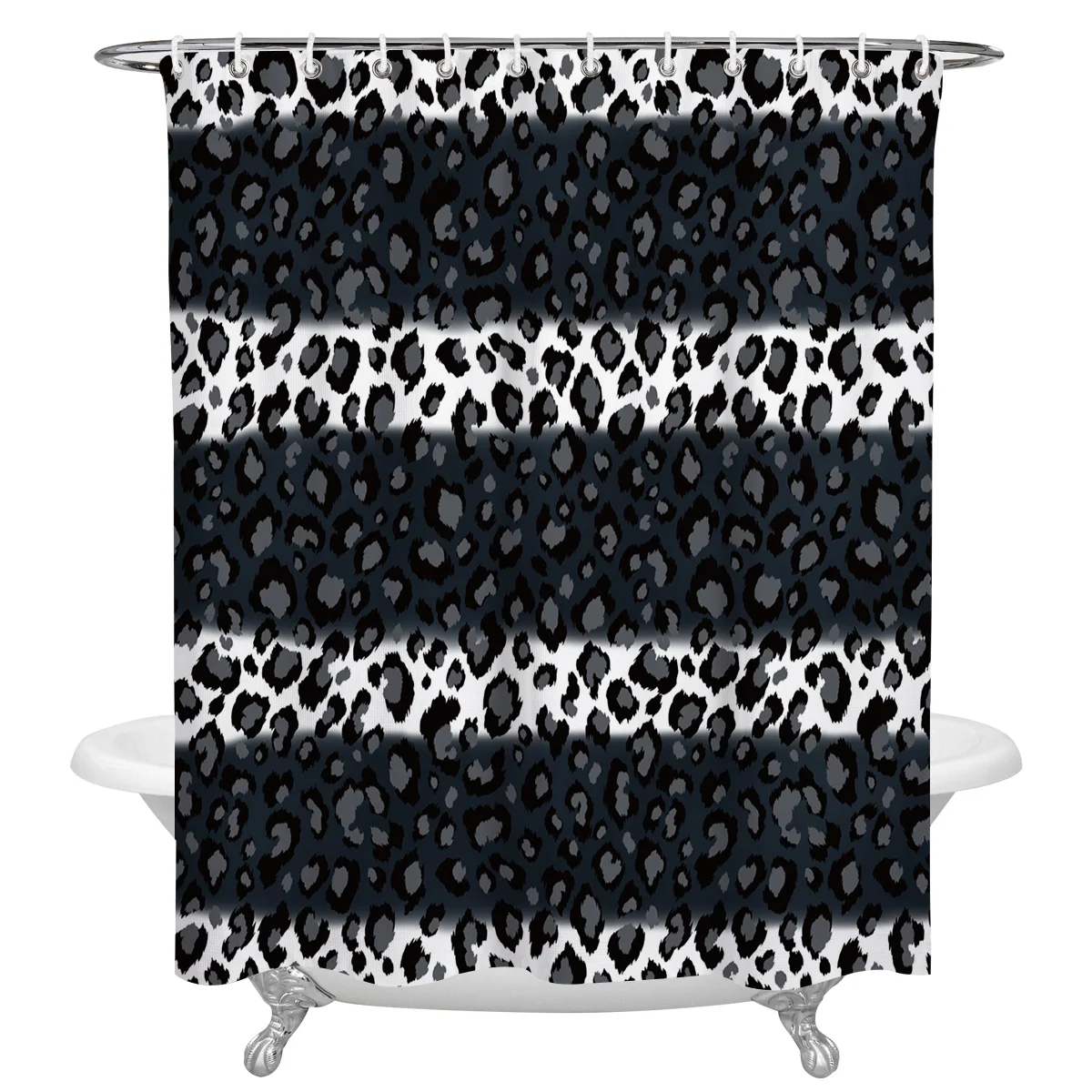 

Водонепроницаемая занавеска для душа, s Леопардовый принт, черно-белая полосатая душевая занавеска из полиэстера, декоративная Штора для ва...