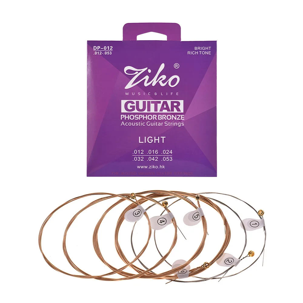 DP-012 Light ZIKO DP-012 светильник акустические гитарные струны Шестигранная проволока из фосфорной бронзы Коррозионностойкие гитарные аксессуары 6 шт - Цвет: DP-012 Light