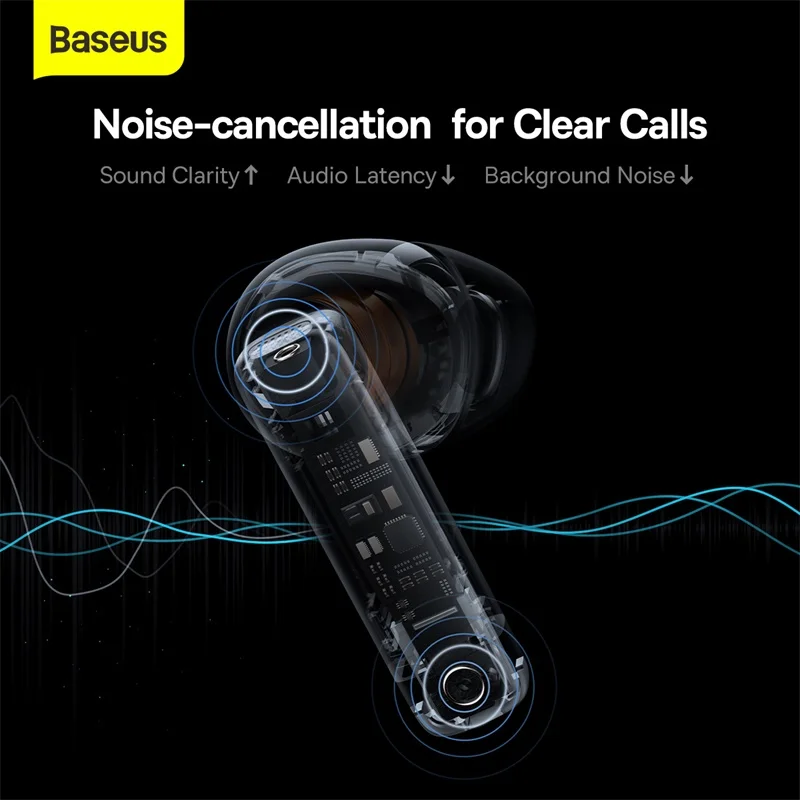 Baseus Bowie E9 Wireless Earphone Bluetooth 5.3 with 4-mics ENC True Headphone Noise Canceling Gaming Sport HiFi Earbud | Электроника