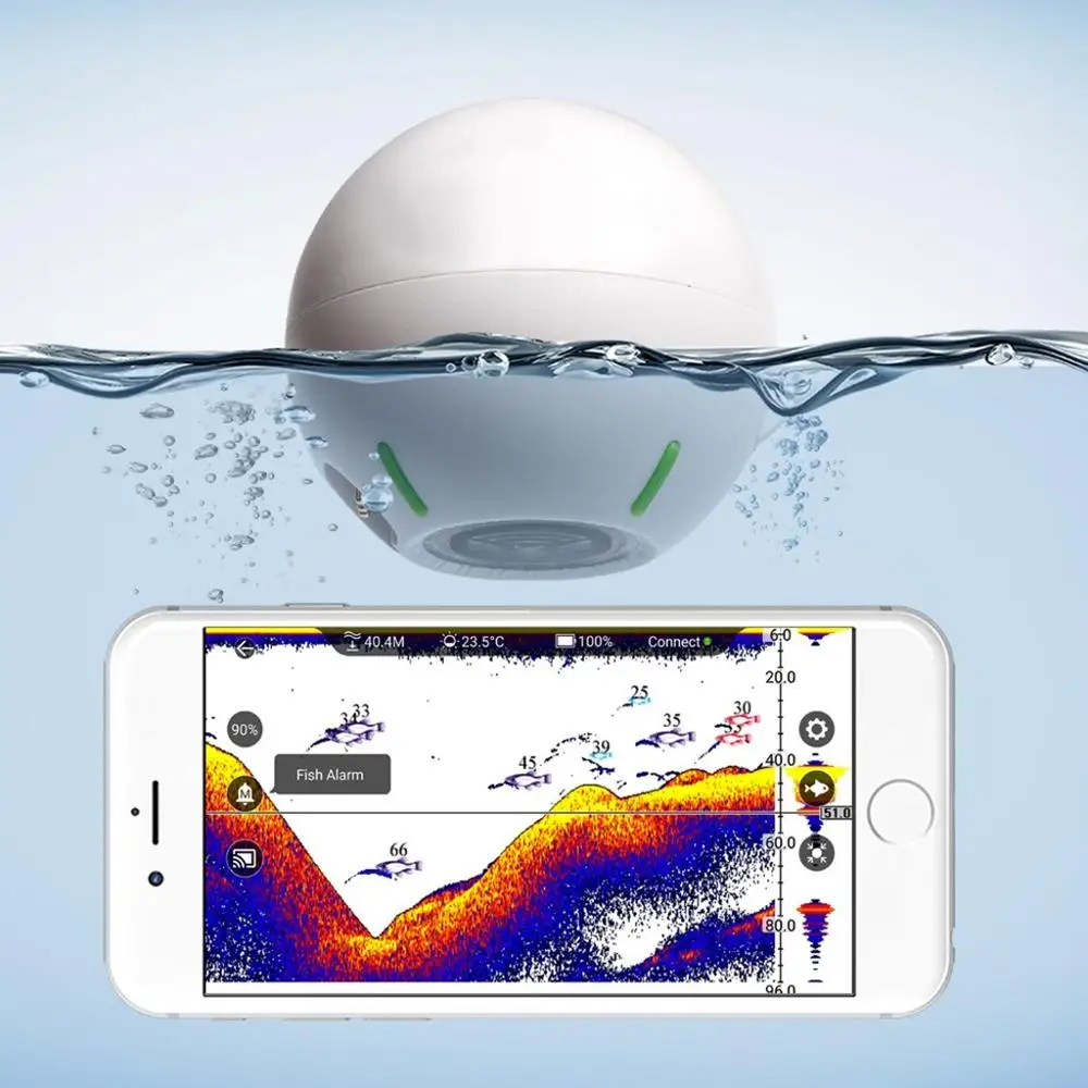Портативный беспроводной Bluetooth Fish Fi nder умный сонар детектор глубины с