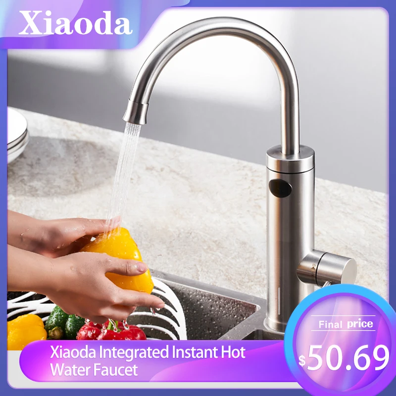 

XIAODA мгновенный Электрический водонагреватель без резервуара, смеситель для кухни, мгновенный нагрев, водонагреватель с светодиодный штепс...