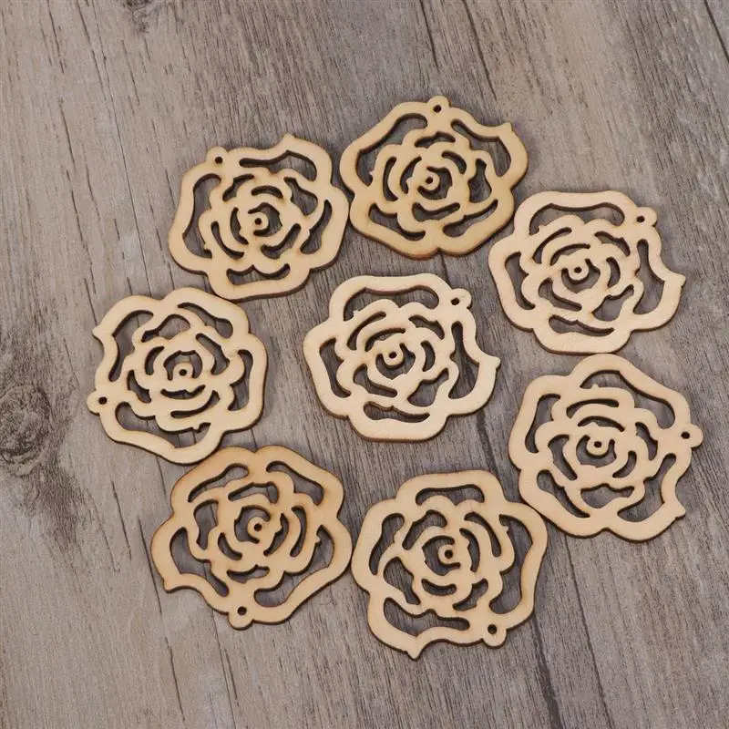 10 шт полые розы цветок резные виниры кусочки лоскутное DIY ремесло украшение день