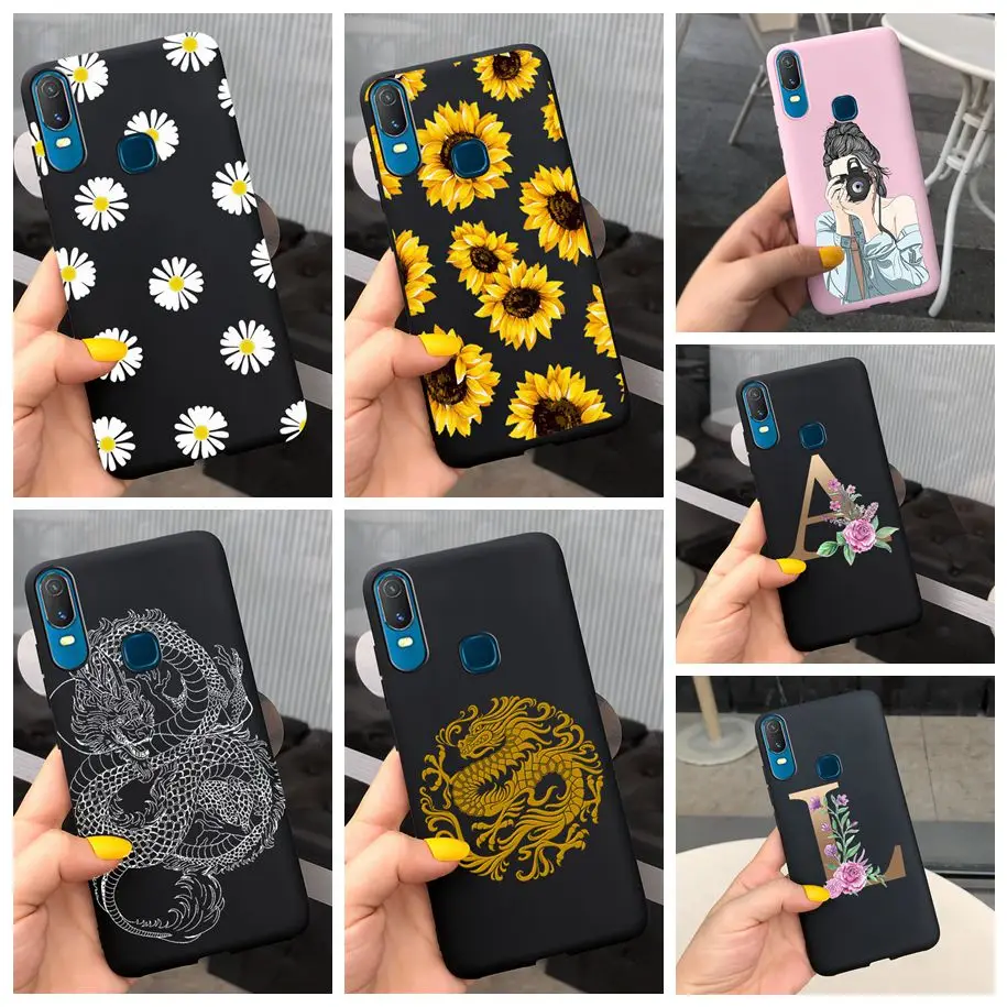 Мягкий чехол с цветочным драконом для Vivo Y11 2019 силиконовый рисунком задняя крышка