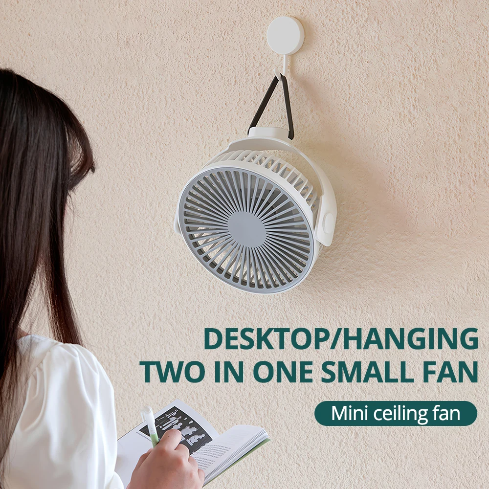 

4000 mAh Mini Ceiling Fan Outdoor Tent Fan Desktop Portable USB Rechargeable Four-Speed Wind 360 Degree Air Supply