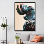 Настенное искусство, холст с изображением попугая, австралийская птица, искусство на стену, темно-синий такаду, животное, черно-белая картина постер, домашний декор