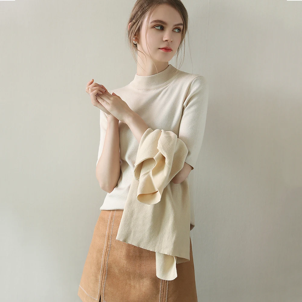 Женский вязаный пуловер gkfnmt мягкий шикарный свитер с воротником до локтя