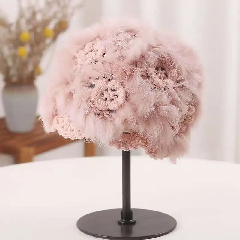 Женский берет из искусственного меха зимняя теплая Кепка художника вязаная