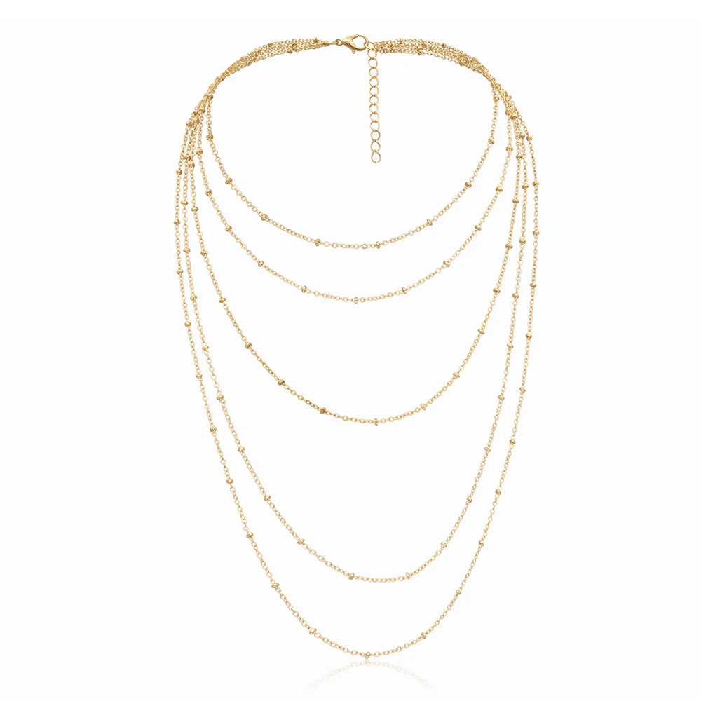 Женское богемное колье чокер Lacteo многослойное длинное ожерелье с имитацией