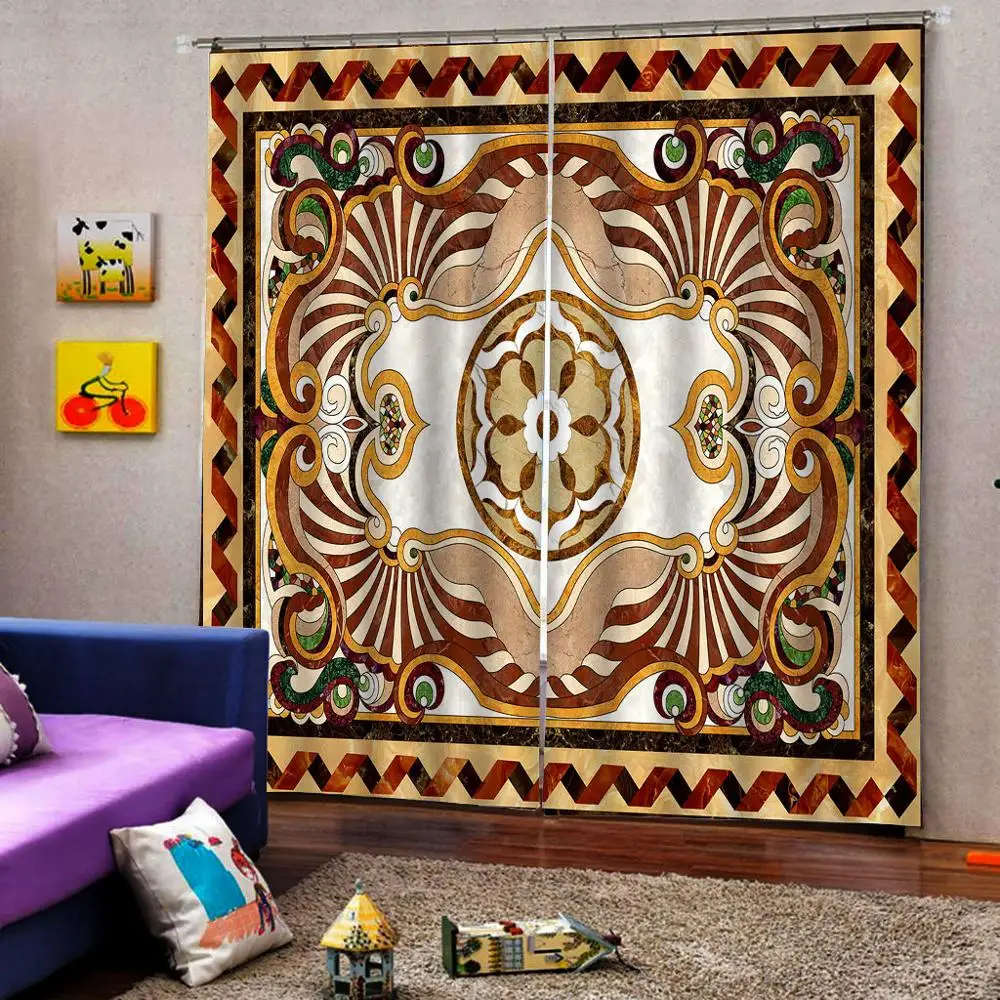 

3D blackout curtains Euporean pattern long curtain for the living room bedroom window curtains