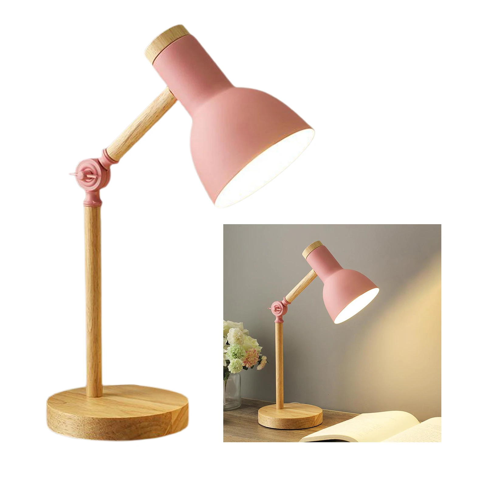 

Stylish Wooden Iron LED Multi-Joint Reading Table Lamp Task Light Flexible