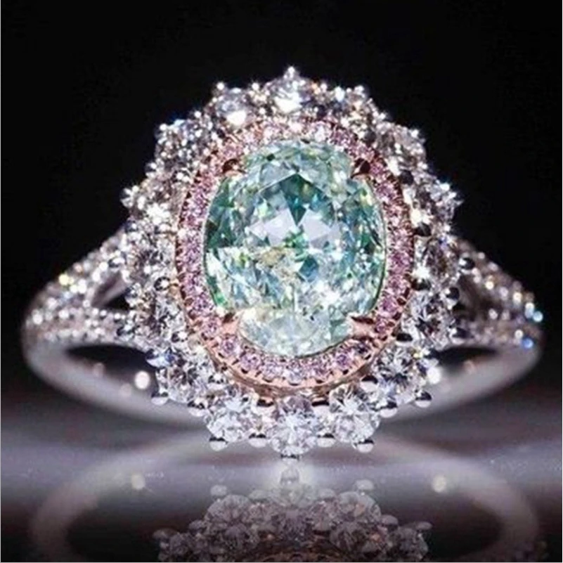

New fashion luxury popular full set oval zircon ring women romantic banquet wedding charm temperament elegant jewelry gift
