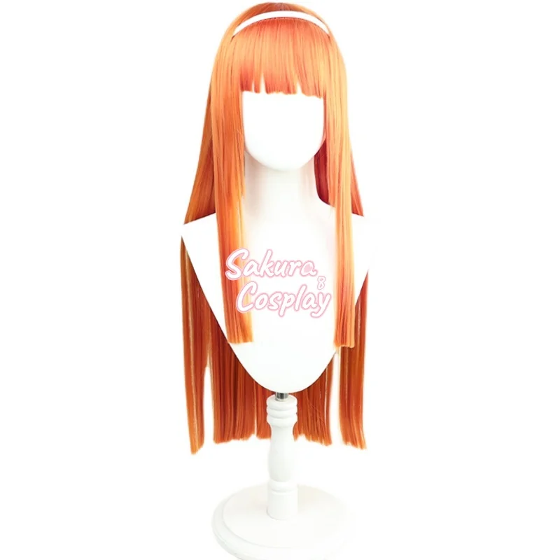 Anime Pretty Derby Silence Suzuka Cosplay Long Orange Straight Heat Resistant Synthetic Hair Halloween + Free Wig Cap + Headwear