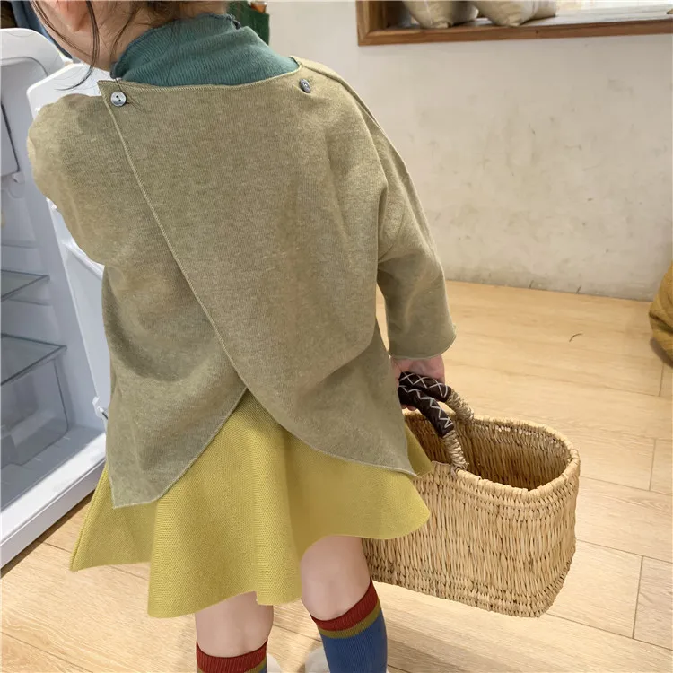 Осень 2019 г. Модная тонкая однотонная накидка с перекрещенными сзади для девочек 3