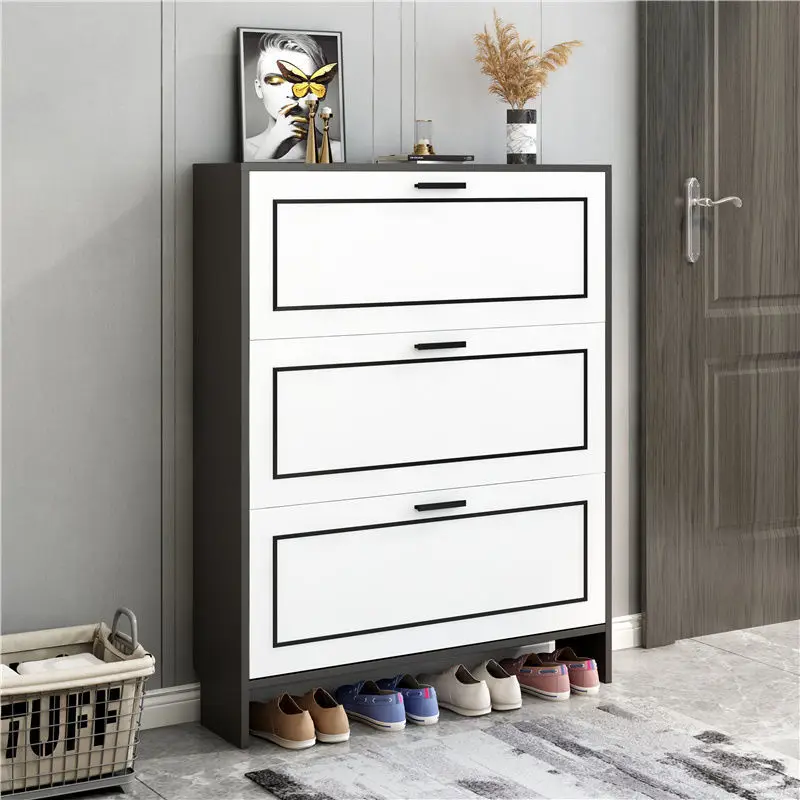 Light Luxury Shoe Cabinet Ultra-Thin High Capacity Organizer Simple Modern Small Apartment Porch Wood Rack | Мебель