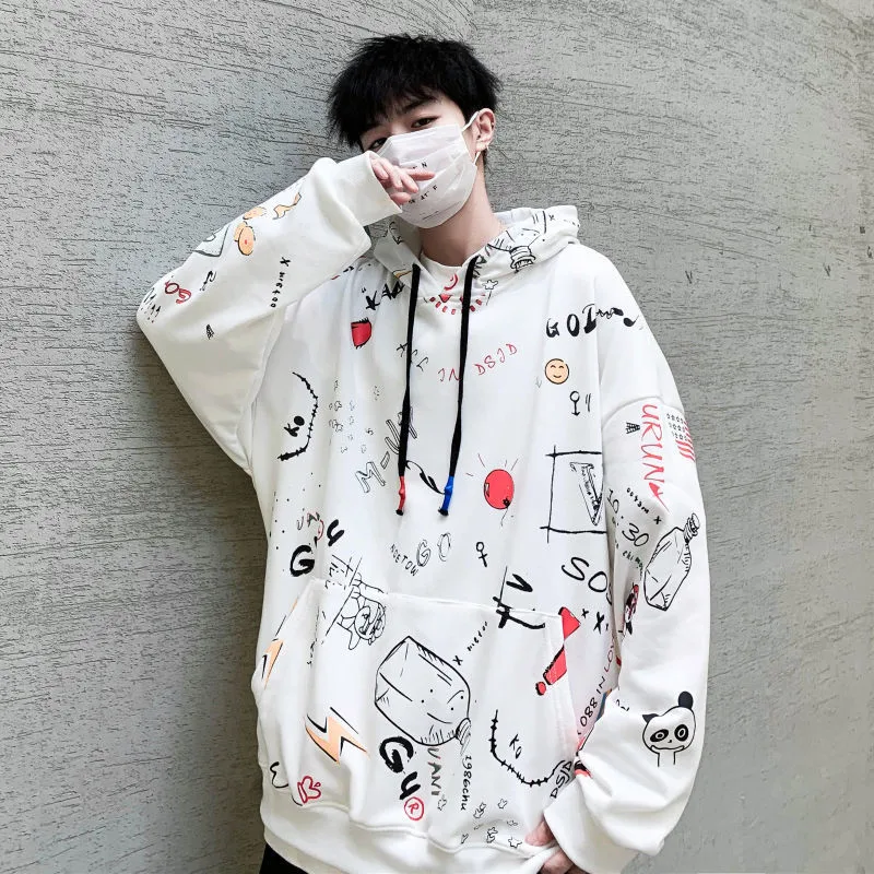 

White Hop Hoodie Streetwear Men Korean Style Sweatshirt Men Fashion Tops Casual Funny Spring Autumn Harajuku Hoodies Male