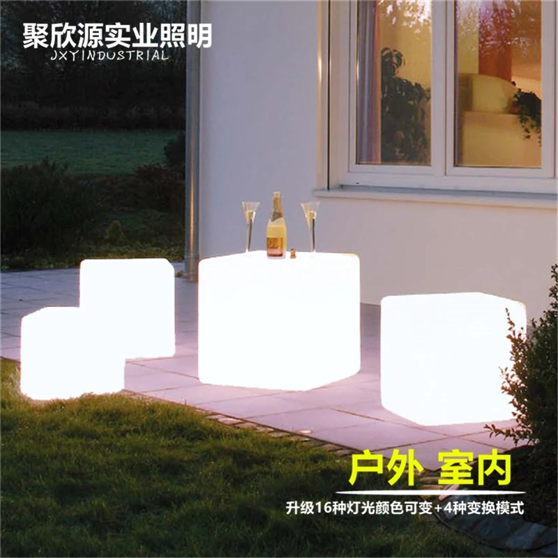 50 см светодиодный куб стул для улицы вечерние/светодиодный светящийся Куб Табуреты светодиодный светящийся светильник барный стул сменный цвет