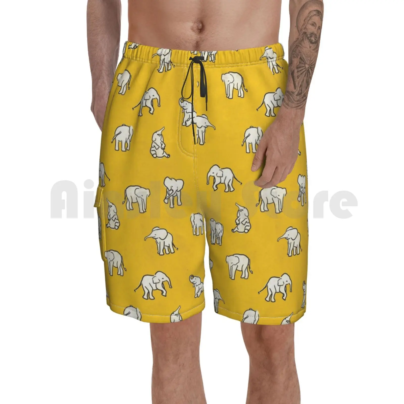 

Пляжные шорты индийские Детские Слоны желтый узор слоны для детей желтый узор