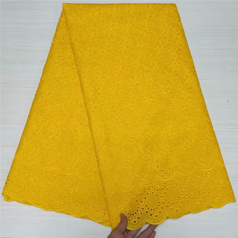 

Swiss Voile Lace Fabric 100% Cotton High Quality Swiss Lace For Women Sewing Dress In Yellow