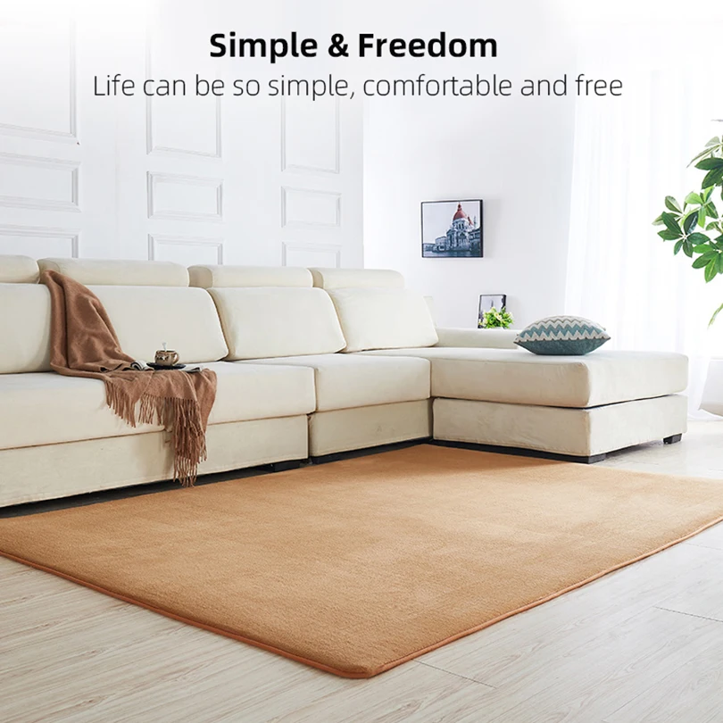 Напольный однотонный коралловый бархатный ковер yinзам для гостиной кухни коврик