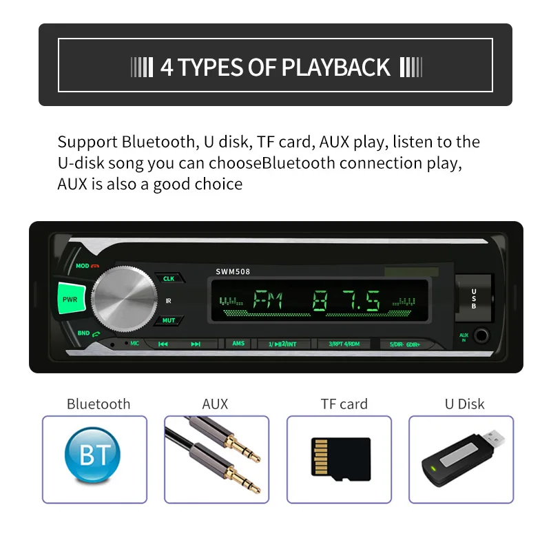 Автомобильный стерео MP3-плеер TomoStrong USB-аудиосистема FM-радио приемник чтение карт