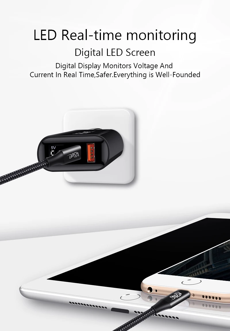 VVKing USB зарядное устройство 18 Вт PD Быстрая зарядка usb type C PD зарядное устройство HD Smart display EU разъем для iPhone 11 Pro samsung Xiaomi зарядка