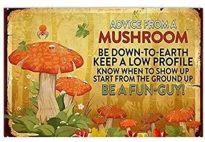 

Mushroom Metal Tin Sign Retro Flower Animal Plant Metal Tin Sign Wall Garden House Sign 8 X 12inch