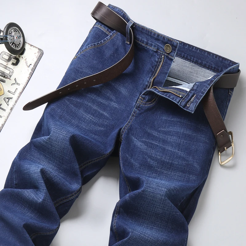

SHAN BAO 2021 Autumn Brand Slim Fit Straight Jeans Classic Style Young Men's Business Casual Fitted Stretch Denim Jeans