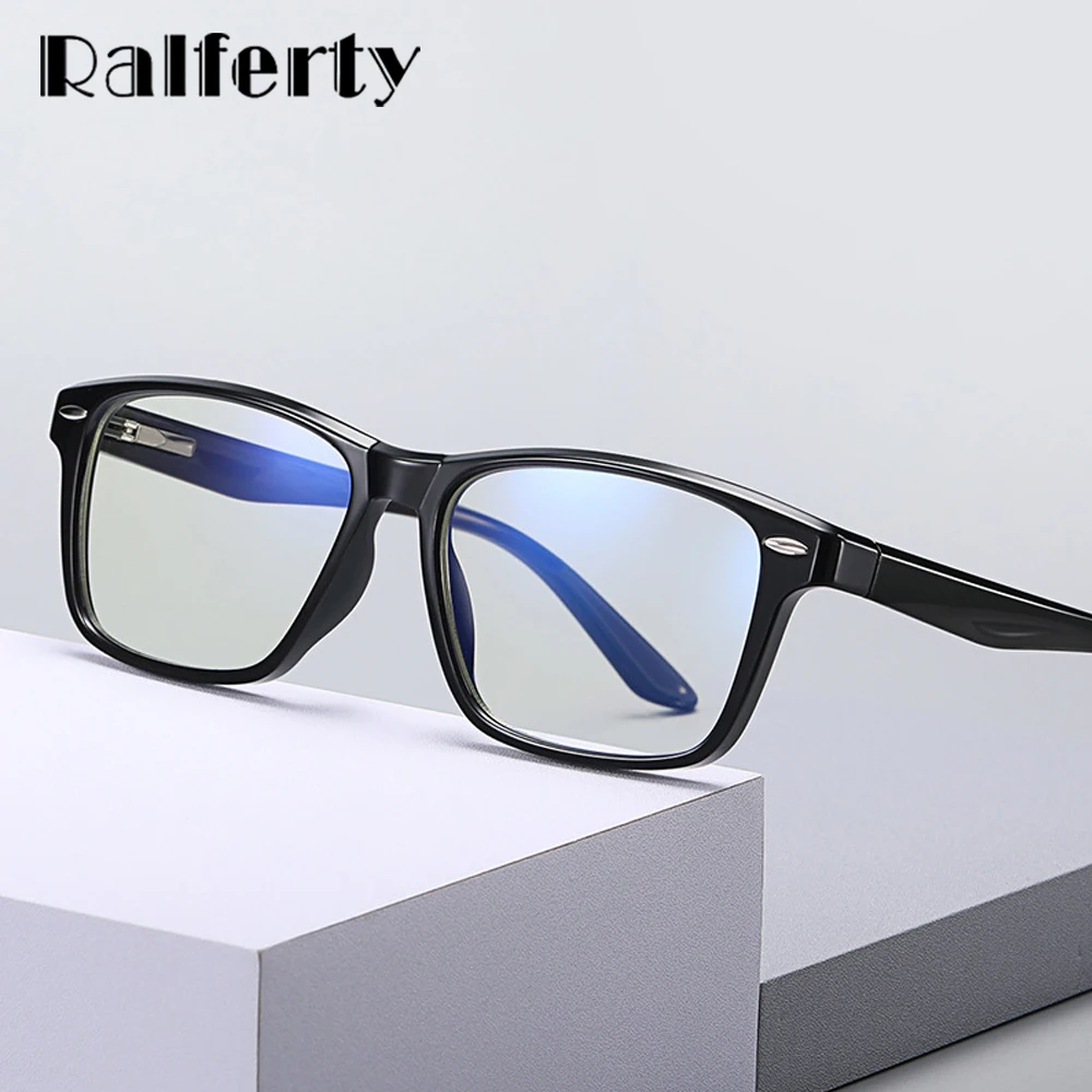

Ralferty Retro Square Eyeglass Frames Men Women Vintage Designer TR90 Rivet 0 Diopter Myopia Glasses Frame oculos de grau D2321