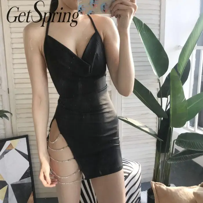 Getвесеннее женское платье из кусков бриллианты v образный вырез нестандартные