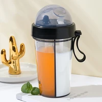 420600ml unique design double straw drinking cup portable dual use cute water cup food grade pp couple water bottle 2021