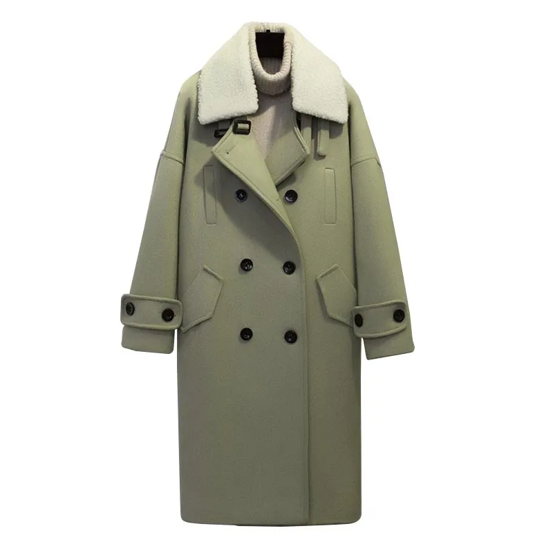 Хорошего качества зимнее пальто для женщин 2020 Леди двубортный отложной воротник