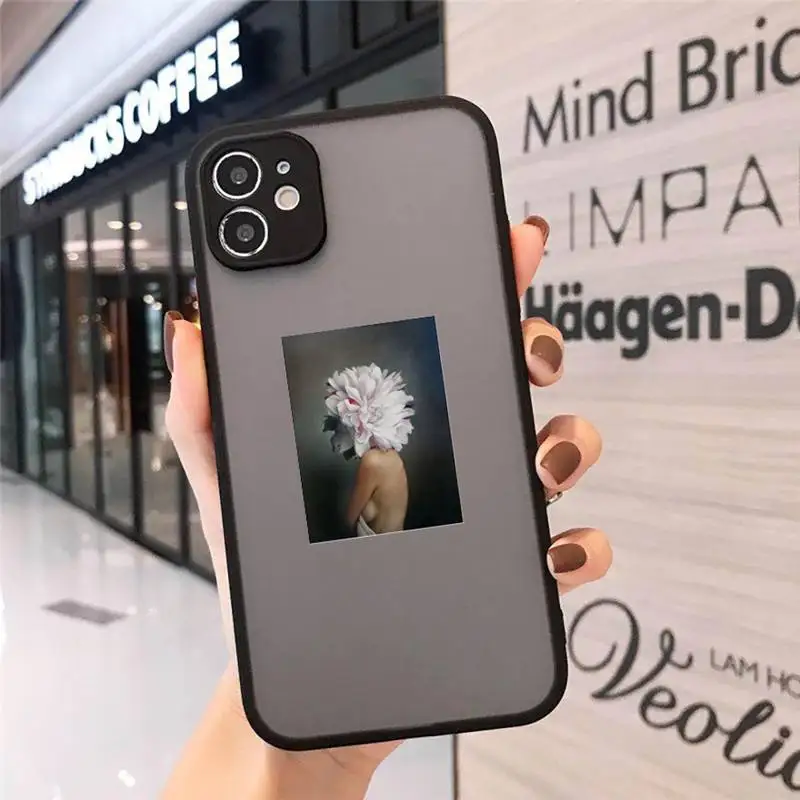 

design fashion flowers women painting Phone Cases Matte Transparent for iPhone 7 8 11 12 s mini pro X XS XR MAX Plus cover funda