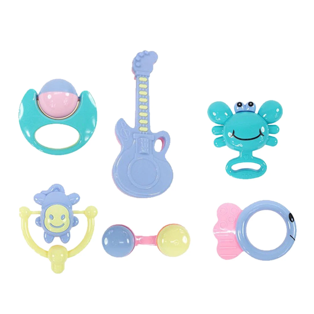 

6pcs/set Baby Hand Toys Early Educational Rattles Cartoon Bell Baby Chew Toy Lightweight Parts Little Child Accessories