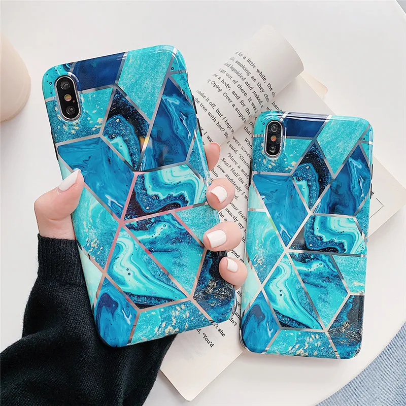 Lovebay геометрический чехол для телефона iPhone XR XS Max 6 6S 7 8 Plus X Цветная мраморная