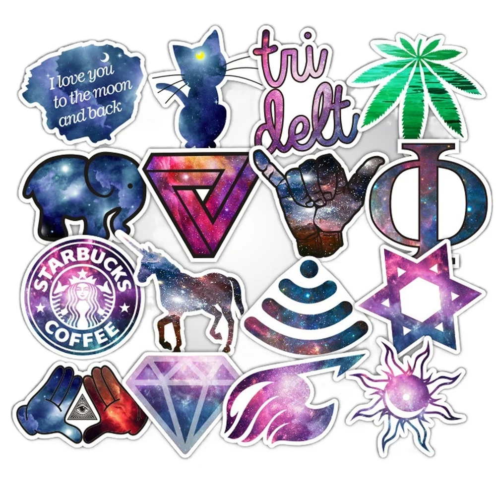 

100PCs Non-Repeating Starry Sky Element Waterproof Sticker DIY Skateboard Luggage Computer Water Cup Mobile Phone Sticker Toy