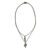2 layers vintage feather cross faceted zircon link chain pendant necklace for women sexy clavicle chain punk style party jewelry