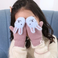cartoon gloves for children winter warm plus thickening baby half finger flip gloves windproof and antifreeze accessories