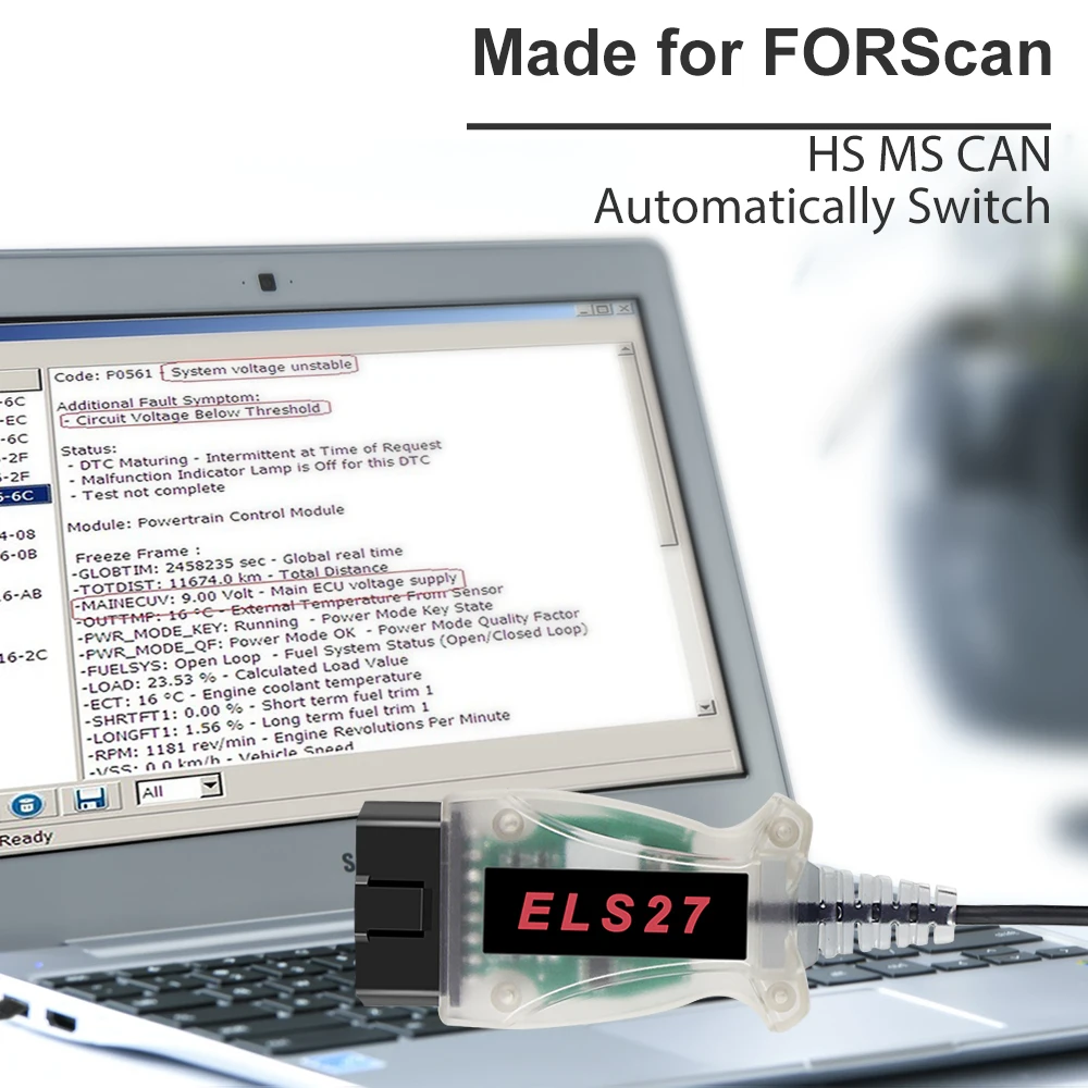 ELS27 For Ford Mazda Lincoln Mercury ELMConfig ELM327 USB Automotive OBD2 Cable Code Read Car Diagnostic Tool HS MS CAN Forscan |
