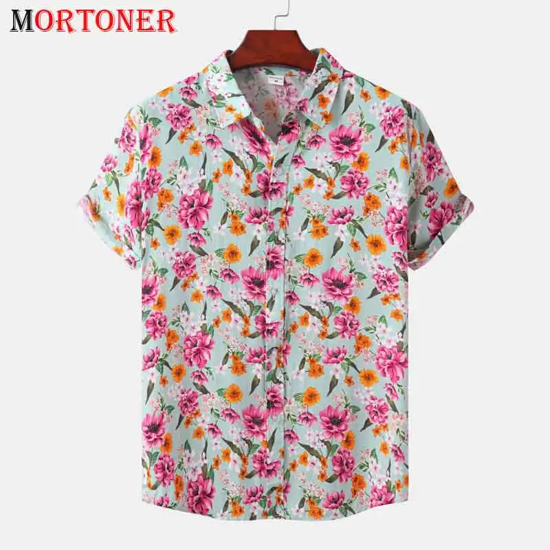 

Funky Floral Hawaiian Shirt Mens Short Sleeve Print Button Down Summer Beach Shirt Tropical Aloha Party Casual Holiday Clothing