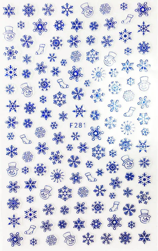 

1Sheet 3D White Gold Christmas Slider Nail Sticker Decals Snowflakes New Year Adhesive Foils for Manicure Beauty Decor Stickers